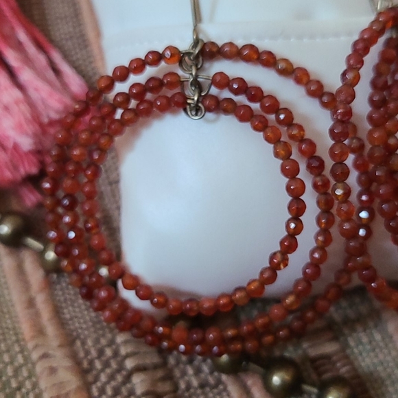 Carnelian Bead Earrings - Picture 2 of 10